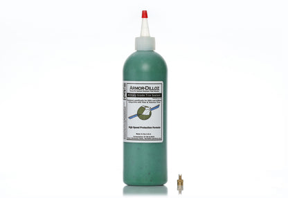 Green Armor-Dilloz tire sealant, 16 oz bottle with a brass valve-core tool