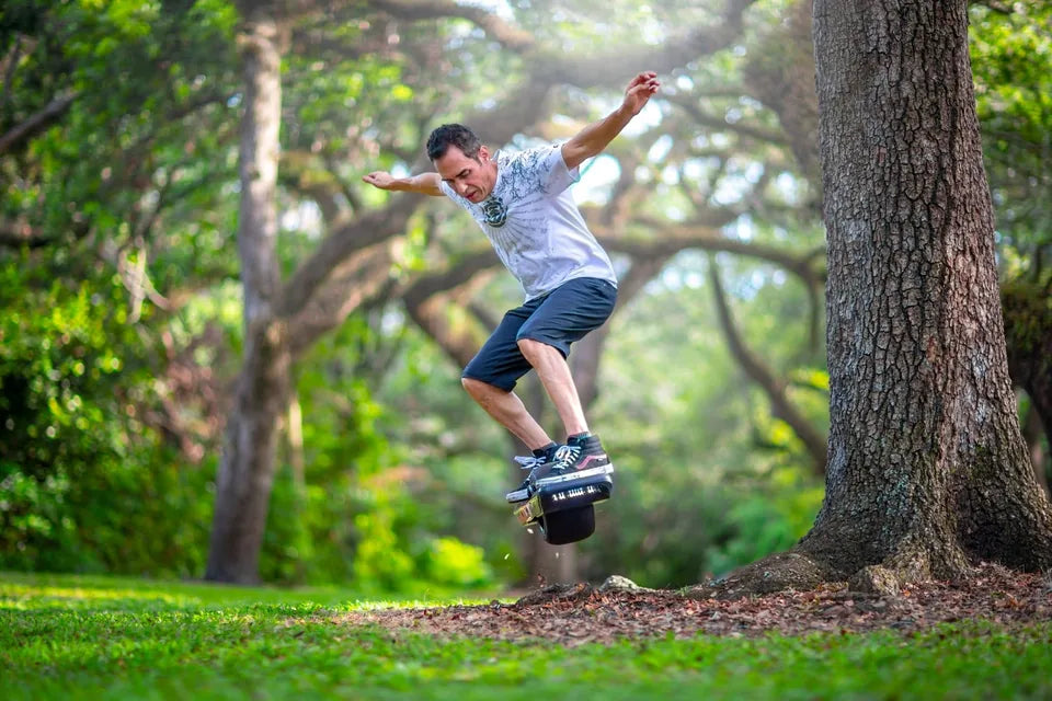 Chris Richardson bonking a tree root on a Onewheel GT.