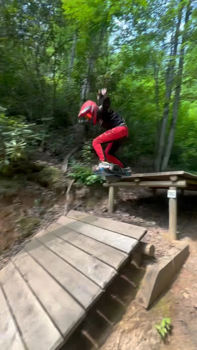 Hayden Bolling riding a Onewheel at Fire Mountain.